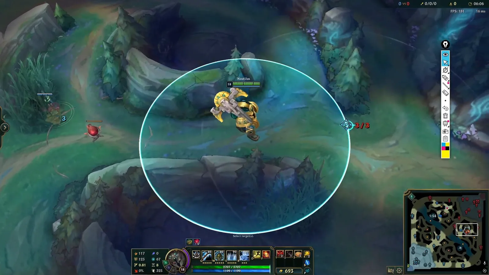 Ward cast range circle while placing a river ward for a vision line