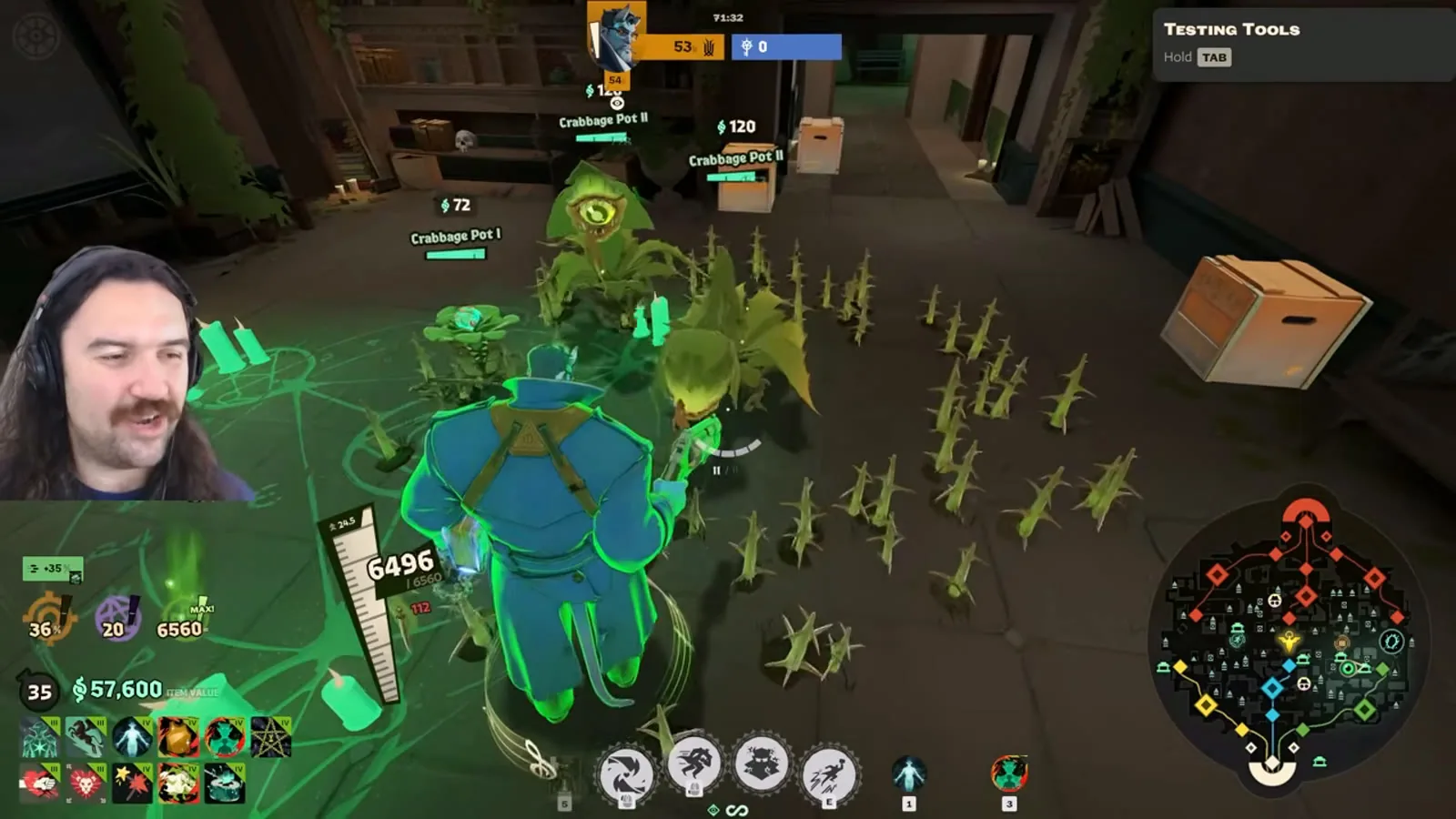 Crabbage Pot haunt camp with labelled soul values in a Deadlock jungle room