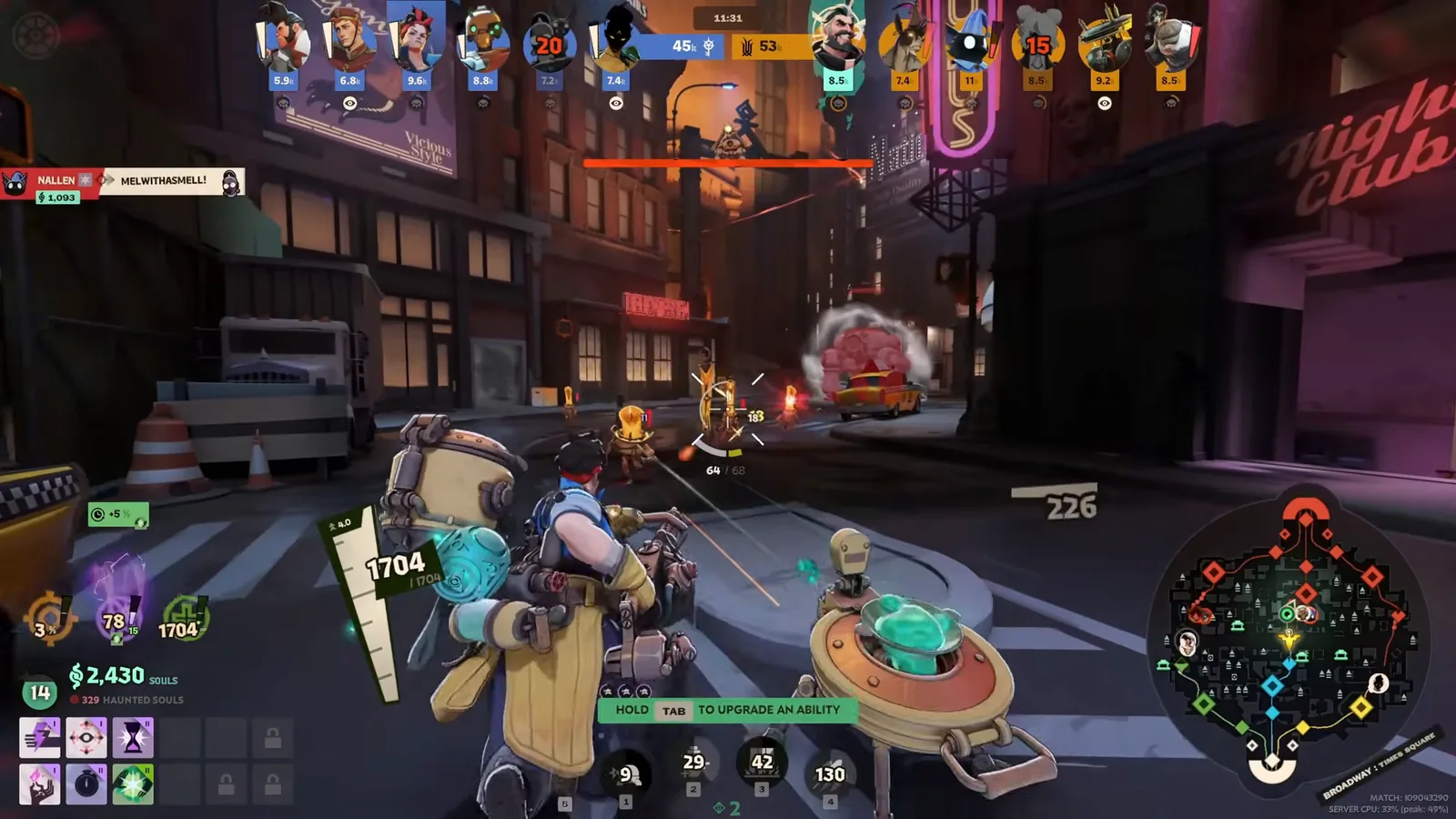 McGinnis placing a Mini Turret on Broadway in the early game