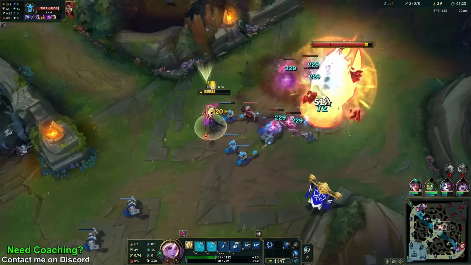 Lucent Singularity detonating on Viktor and his minion wave in mid lane
