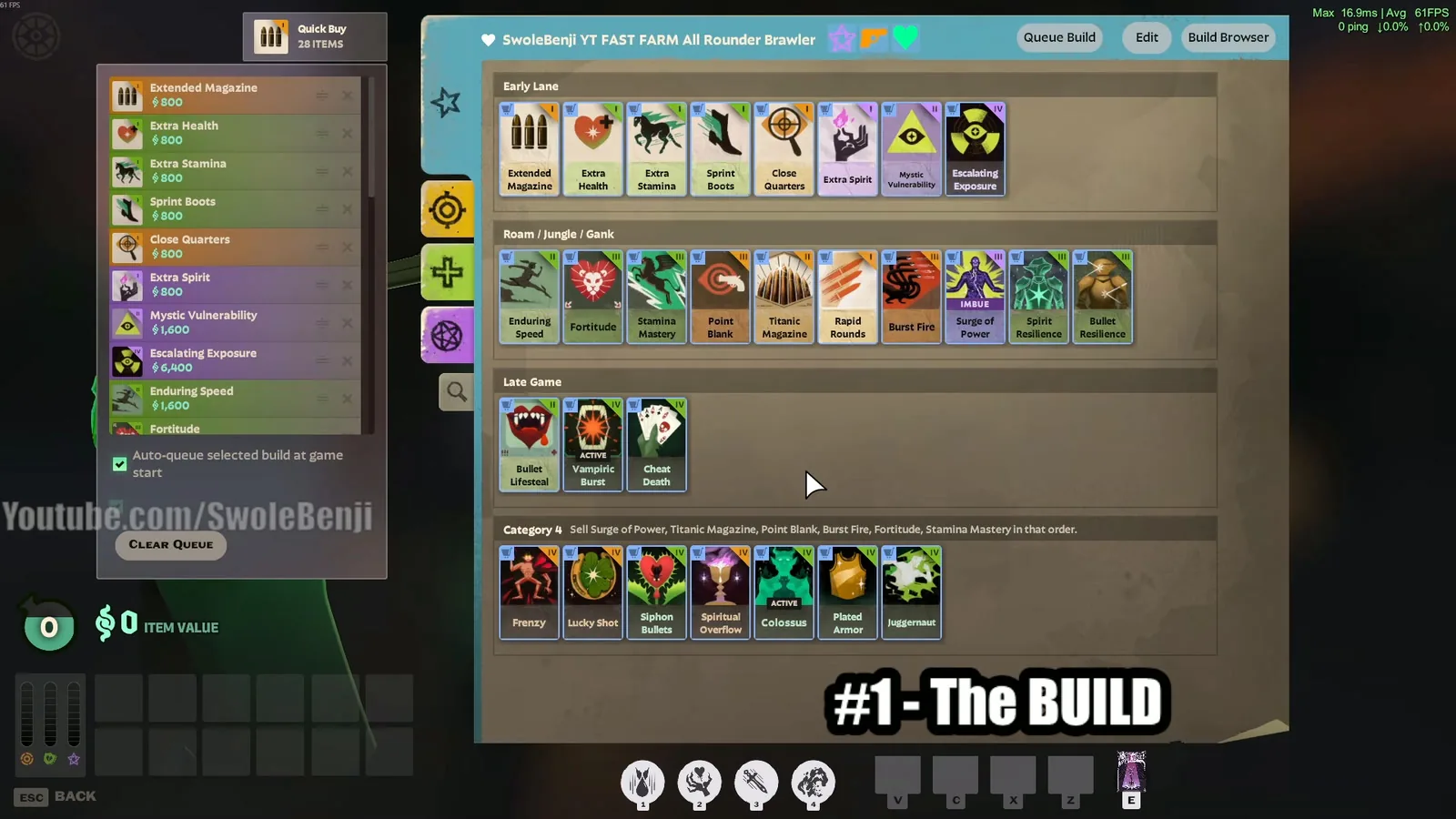 SwoleBenji Lady Geist Fast Farm brawler item build in the Deadlock build browser