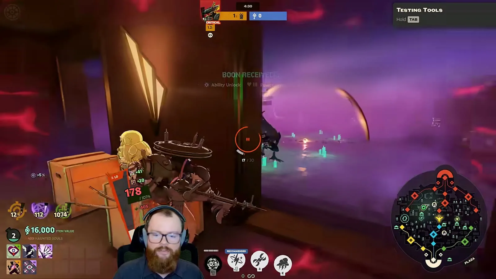 Seven using a doorframe as cover while a medium Haunt camp attacks in the Sunken Plaza