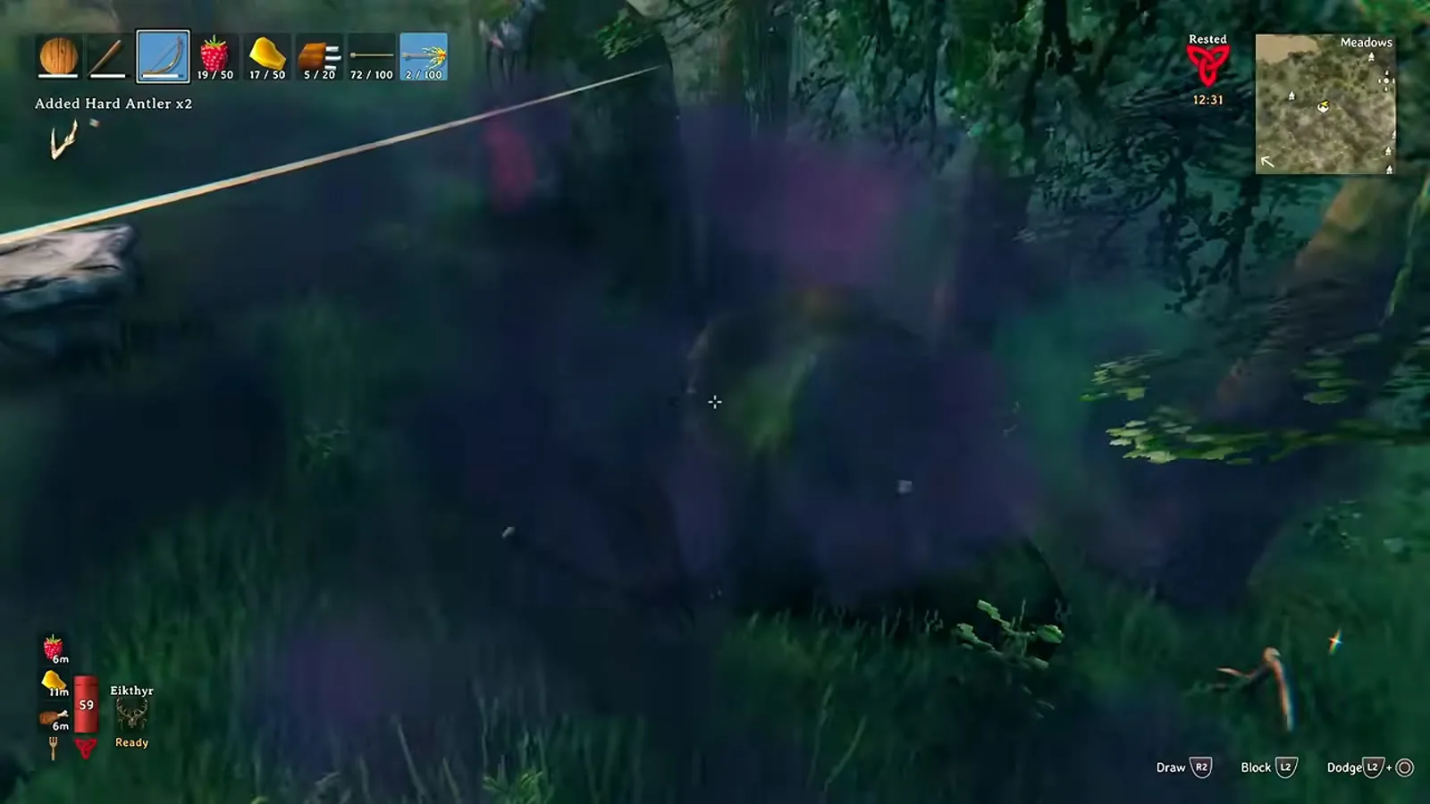 The Hard Antler pickup message after defeating Eikthyr in Valheim 1.0