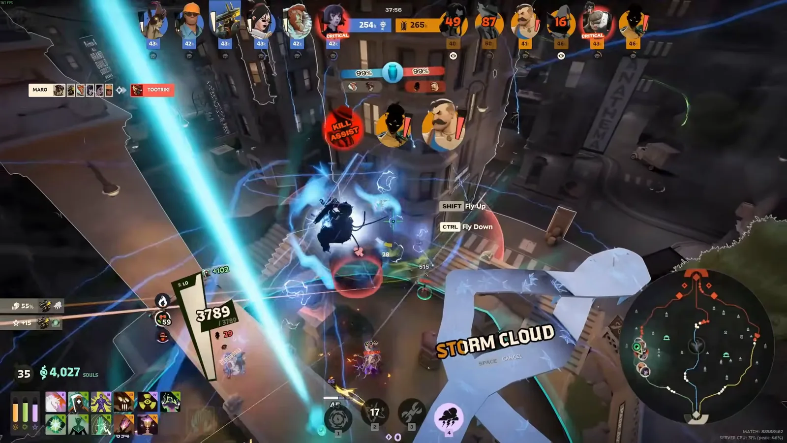 Seven channeling Storm Cloud late in a Deadlock match