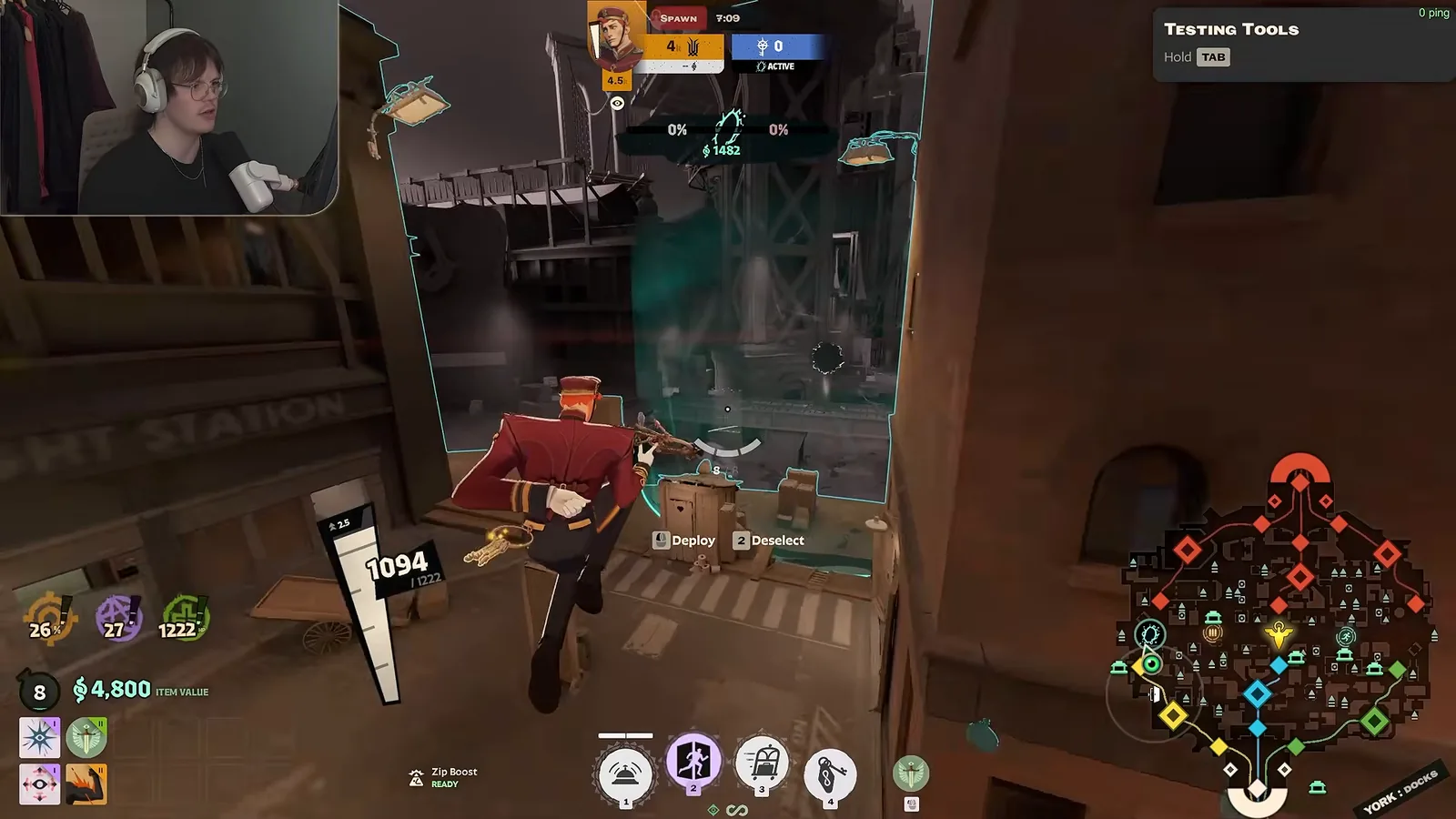 Doorman placing a rift door under the York Docks walker in Deadlock