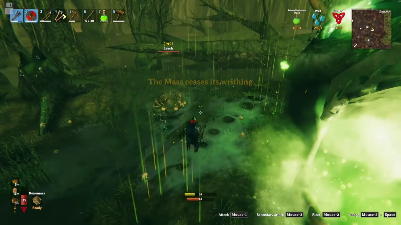 The Mass ceases its writhing message after defeating Bonemass in Valheim 1.0