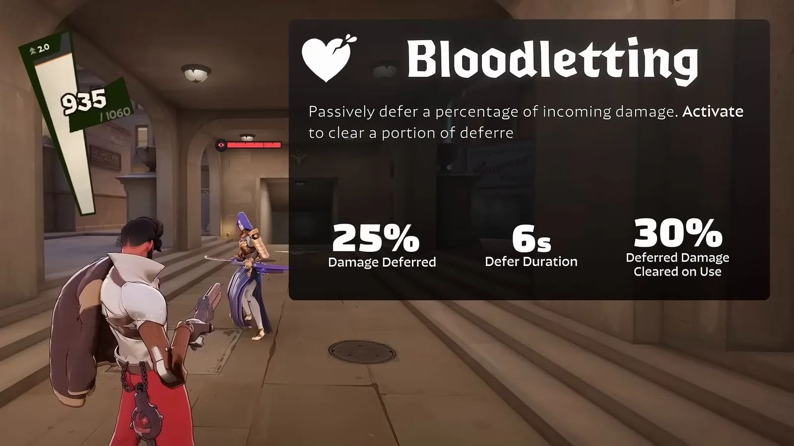Shiv beside the Bloodletting card: 25% damage deferred over 6s and 30% deferred damage cleared on use