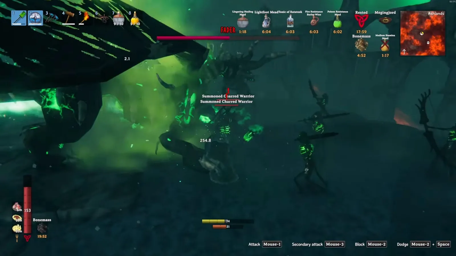 Summoned Charred Warriors spawned by Fader's roar during the boss fight