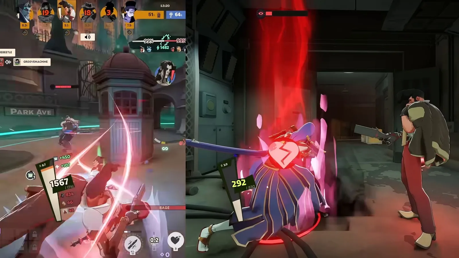 Shiv's Killing Blow executing an enemy marked with the red aura and broken heart in Deadlock