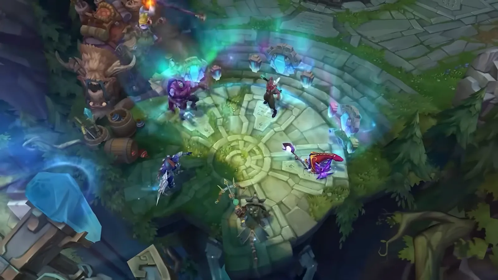 Teams fighting at the top side pit for Voidgrubs and Rift Herald