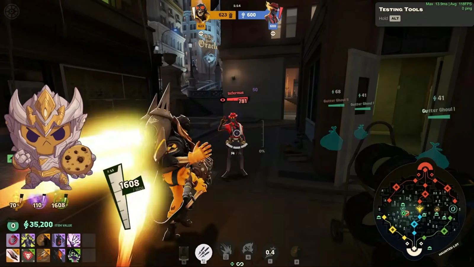 Deadman Danny slamming down an Infernus dummy with Close the Deal in Deadlock