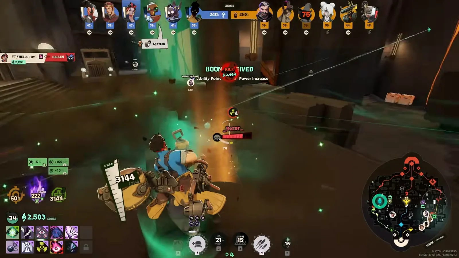 Boon popup granting McGinnis an ability point after a kill