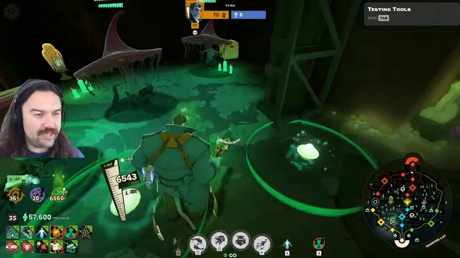 Slum Shroom haunt spore mines on the ground in a Deadlock jungle room