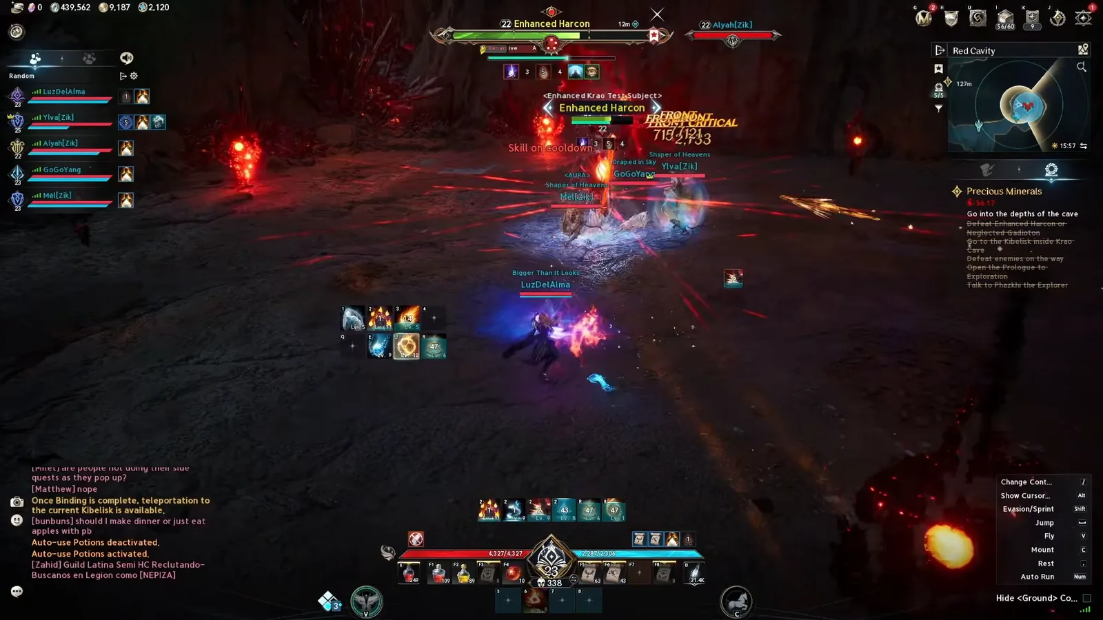AION 2 party fighting a boss inside an Expedition dungeon