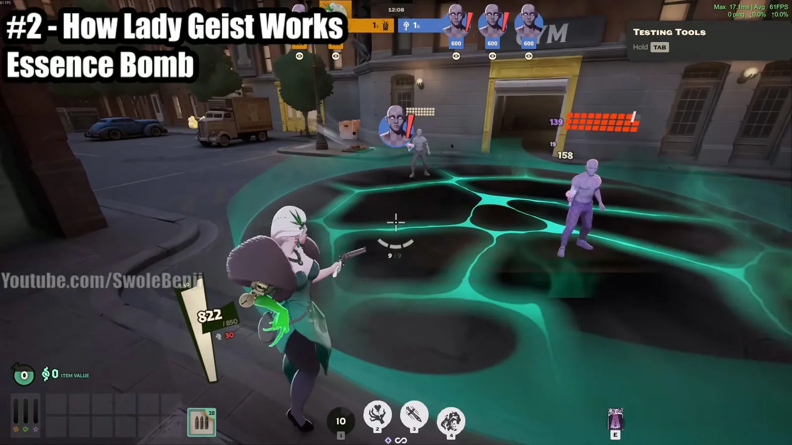 Lady Geist Essence Bomb toxic mess puddle damaging dummies in Deadlock
