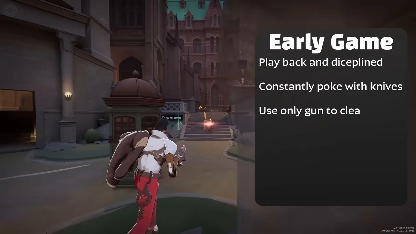 Shiv in lane on the old Deadlock map next to an Early Game card: play back and poke with knives