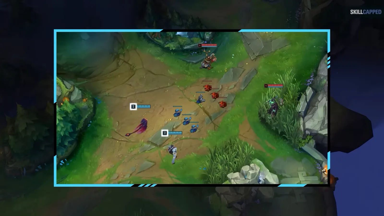 Renata support backing off from Thresh pressure in bot lane, a common support mistake