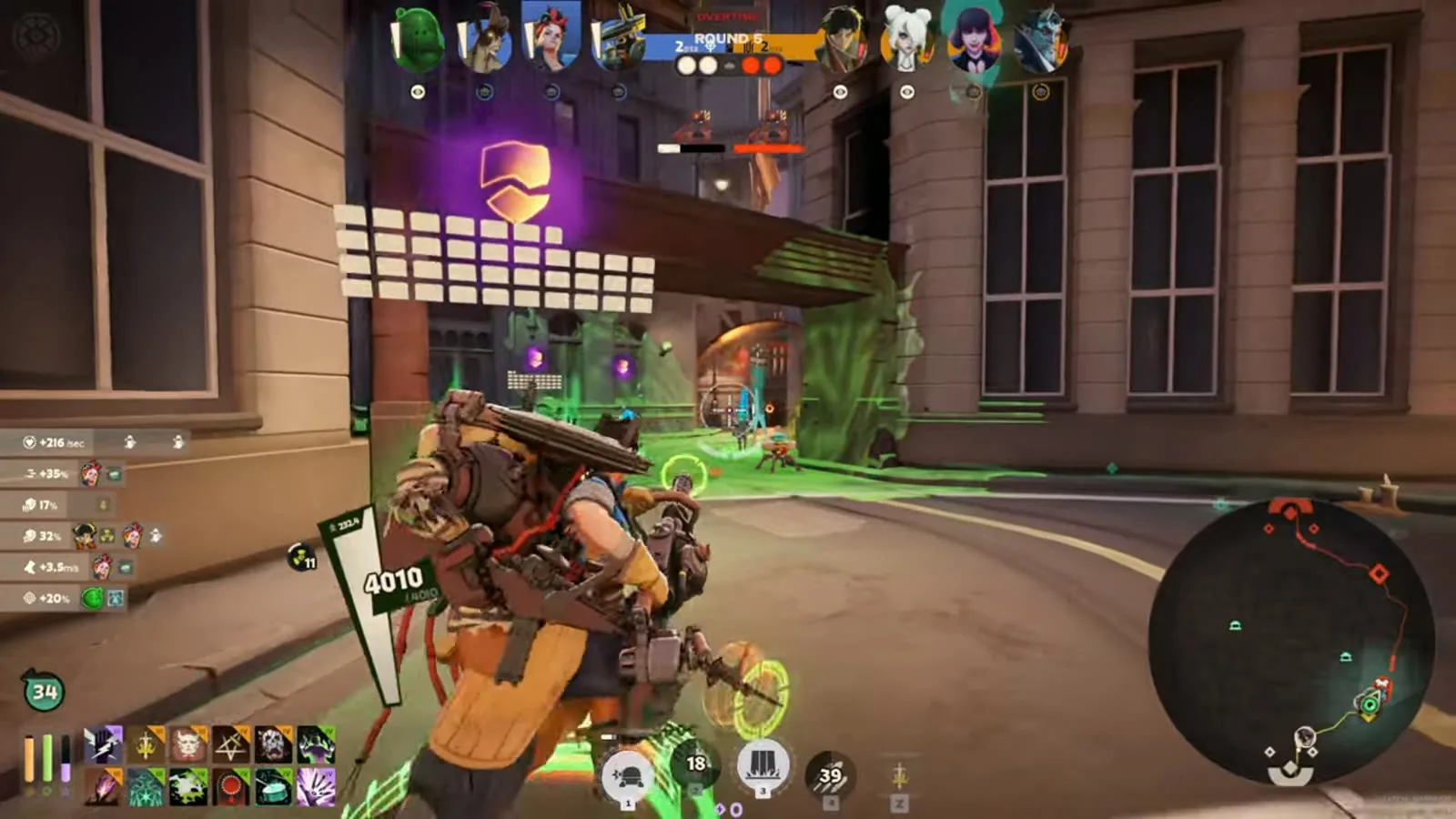 McGinnis pushing with turrets and Spectral Wall during a Deadlock Street Brawl round shown in the video
