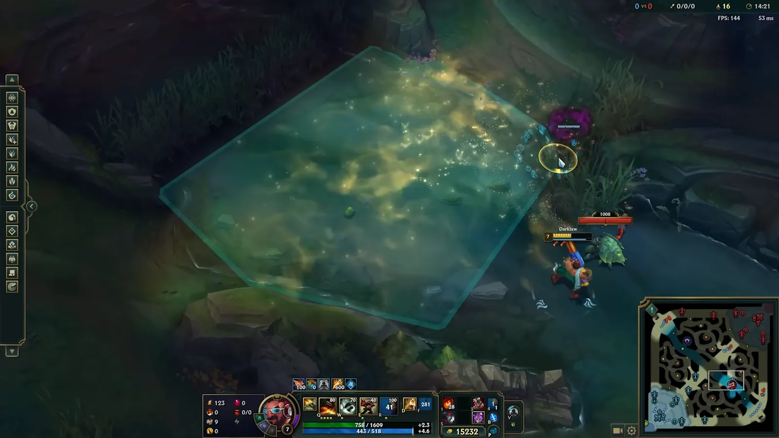 Superward bonus vision area from a ward placed on a Faelight in the jungle