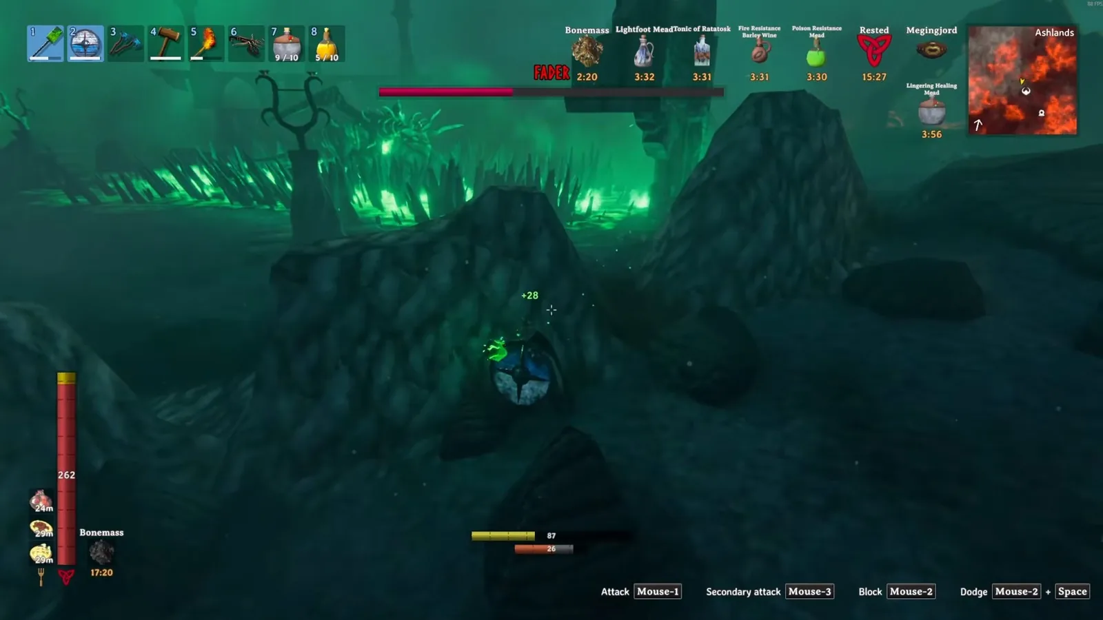 Player hiding behind built walls outside Fader's arena while his fissure burns nearby