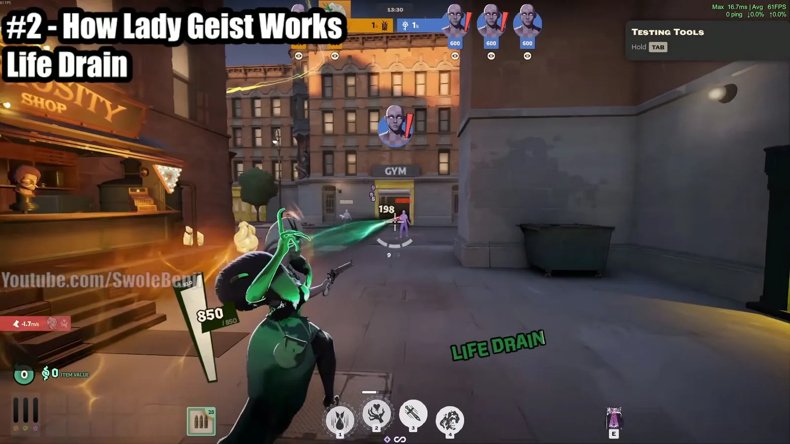 Lady Geist casting Life Drain on a target in the Deadlock sandbox