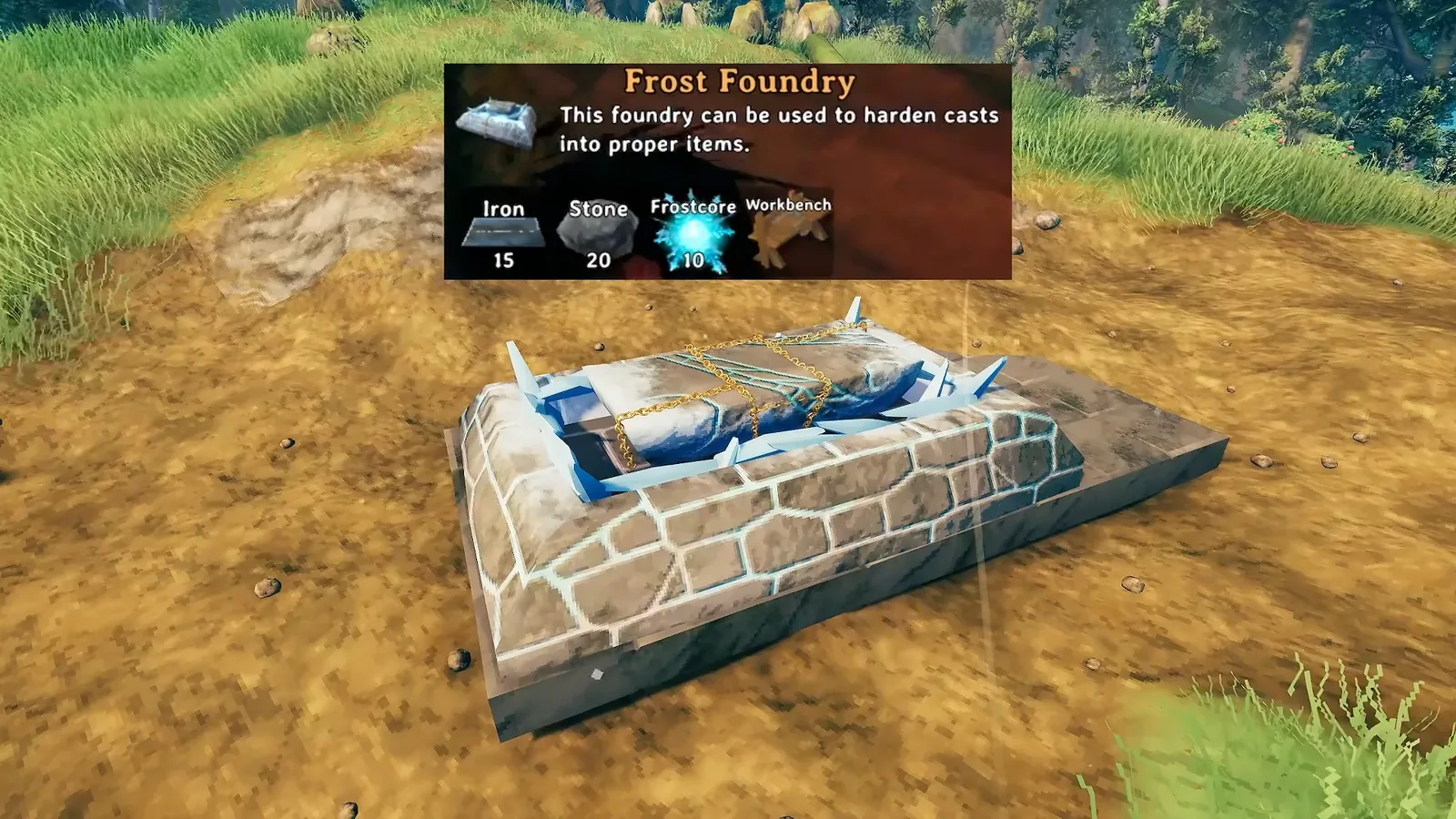 Frost Foundry build tooltip in Valheim 1.0, the station that turns casts into Deep North gear