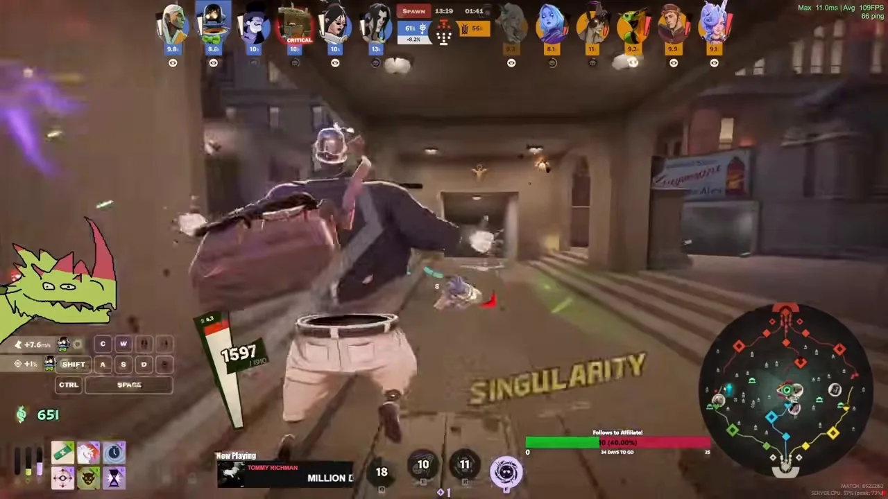 Dynamo casting Singularity mid-match in Deadlock, with the Singularity label on screen