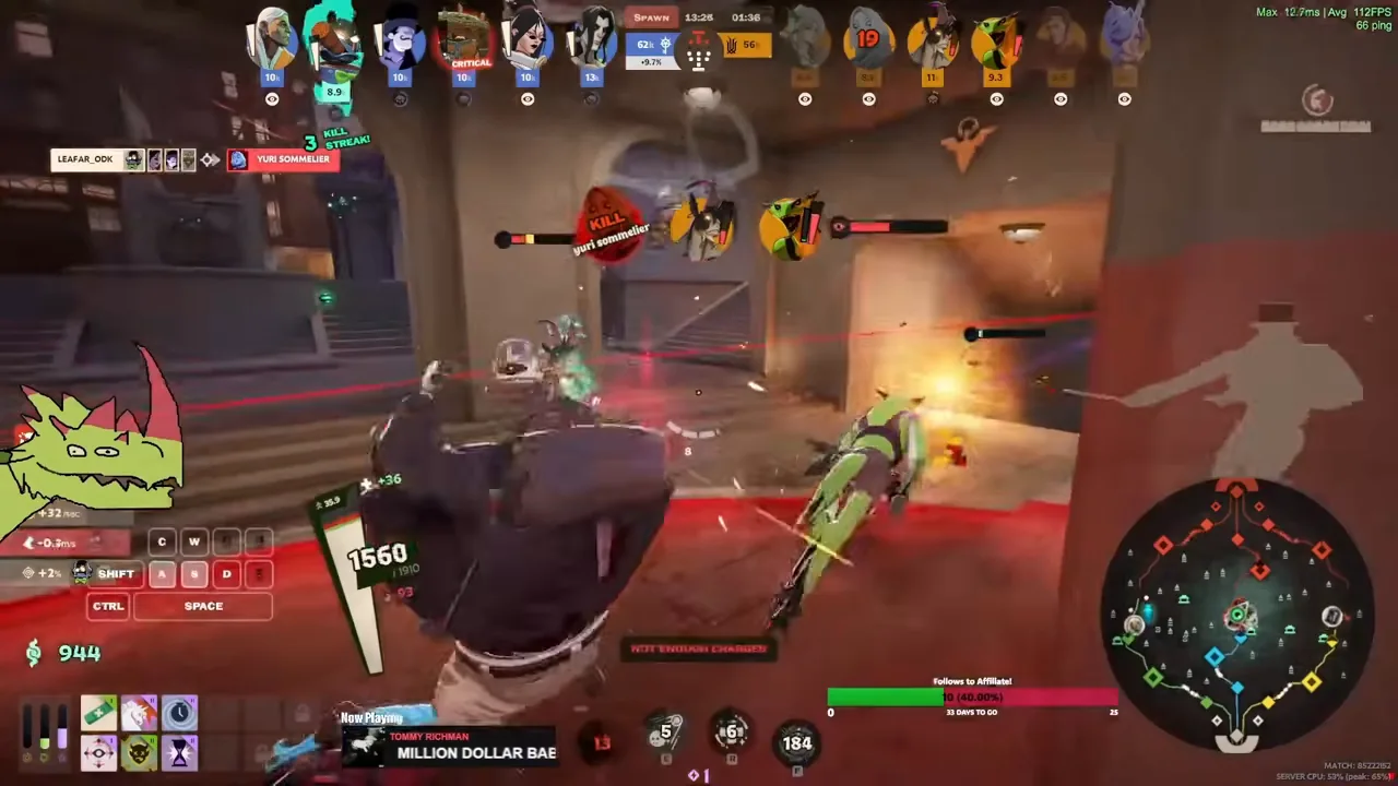 Dynamo in a close-range teamfight as enemies try to escape his abilities