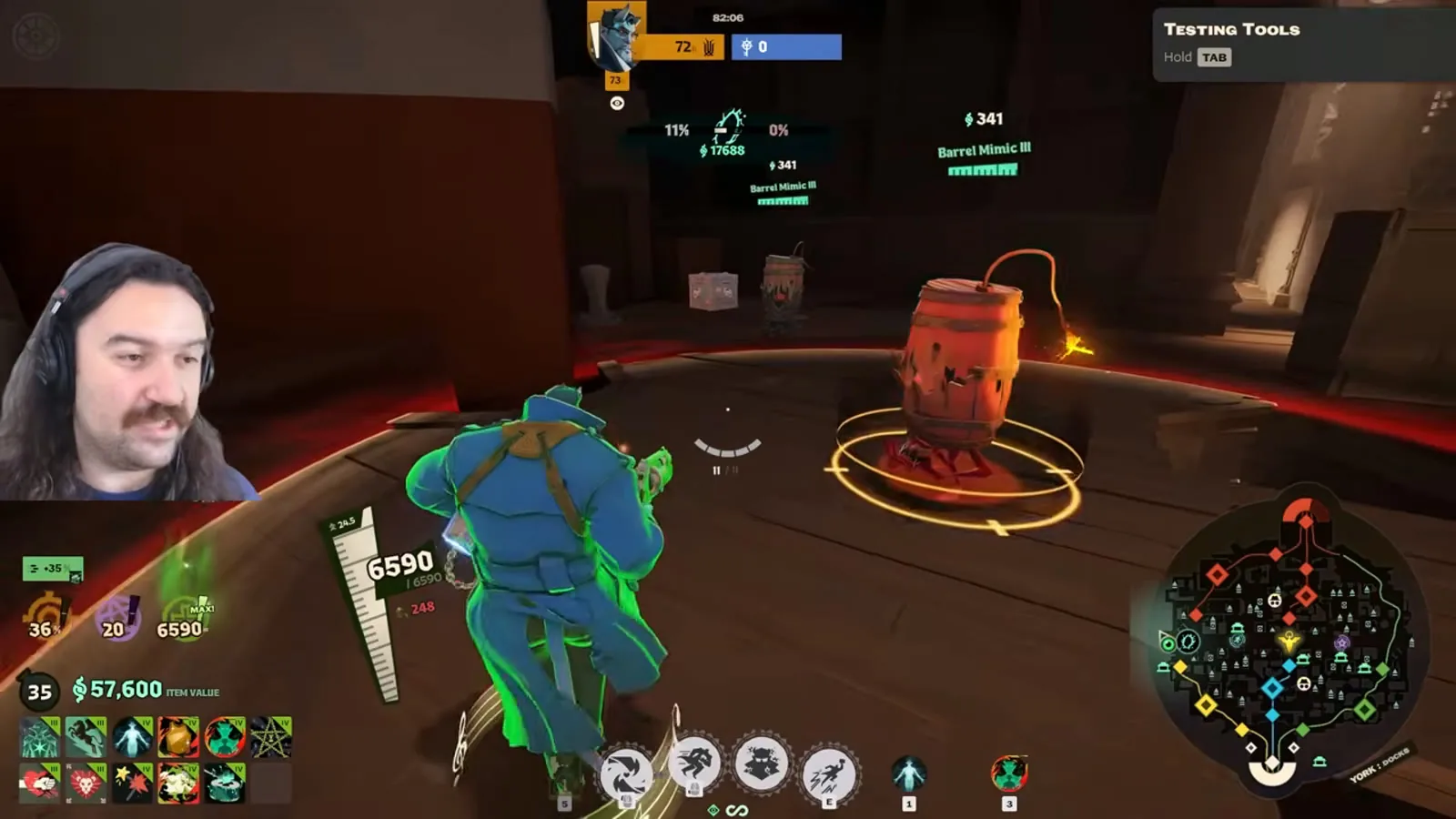 Barrel Mimic III haunt charging its explosive area attack circle in Deadlock
