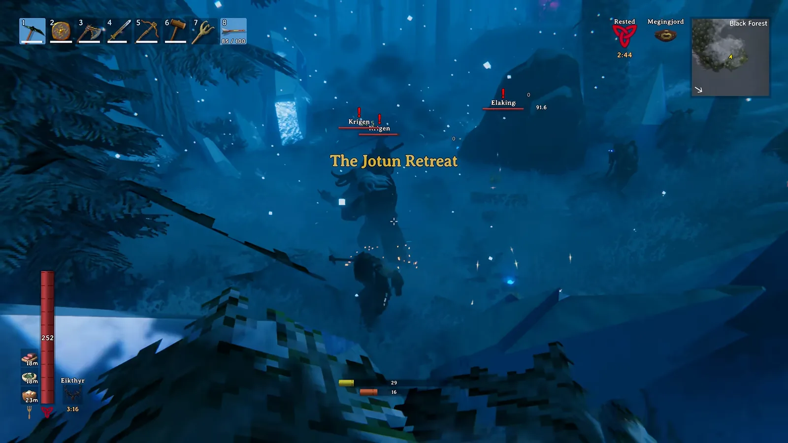 Jotun raid ending in the Valheim Deep North, the source of Protector, Vanguard and Caller armor moulds