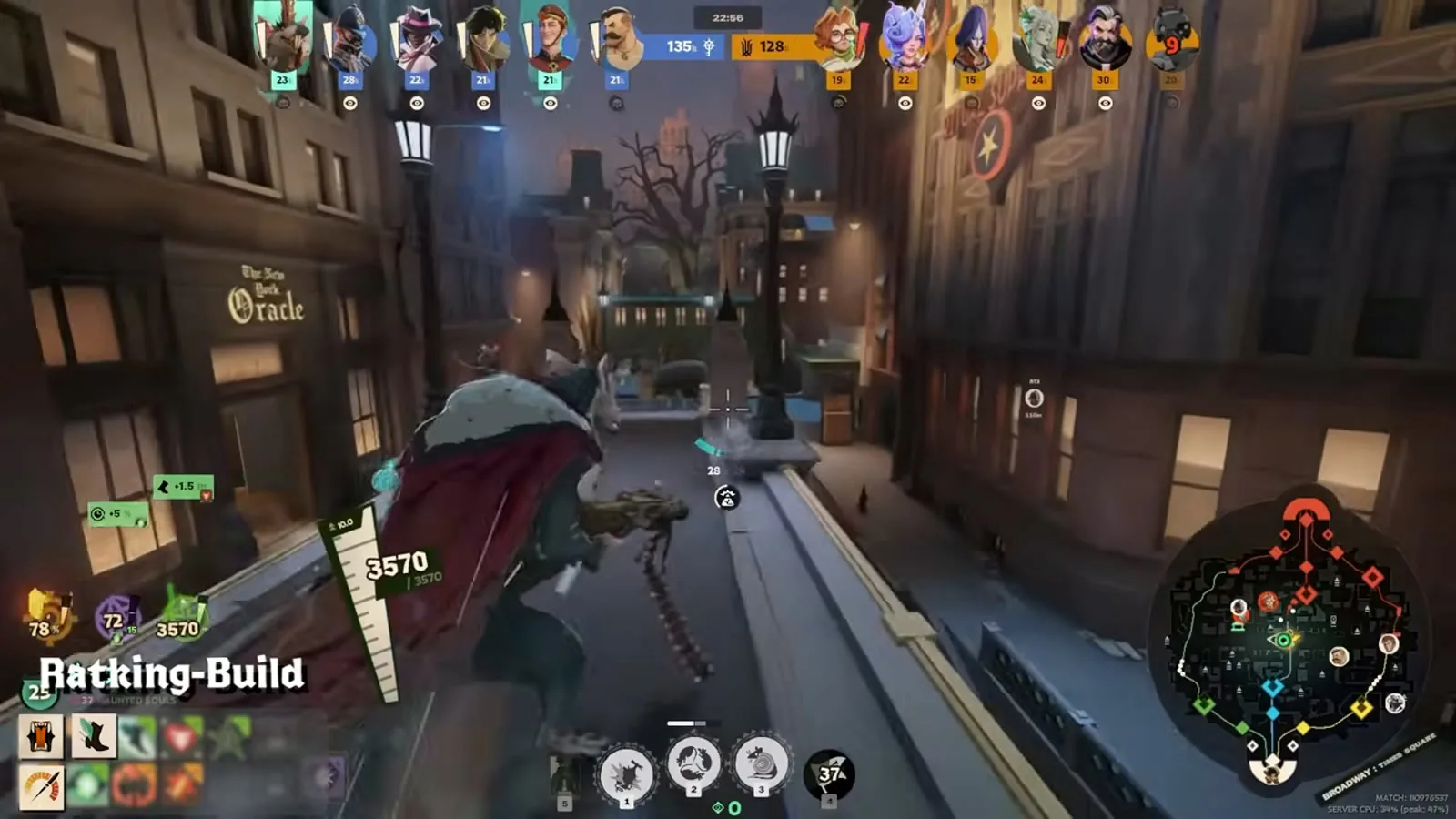 Rat King's mid-game item build on screen at 3570 health, labeled Ratking-Build