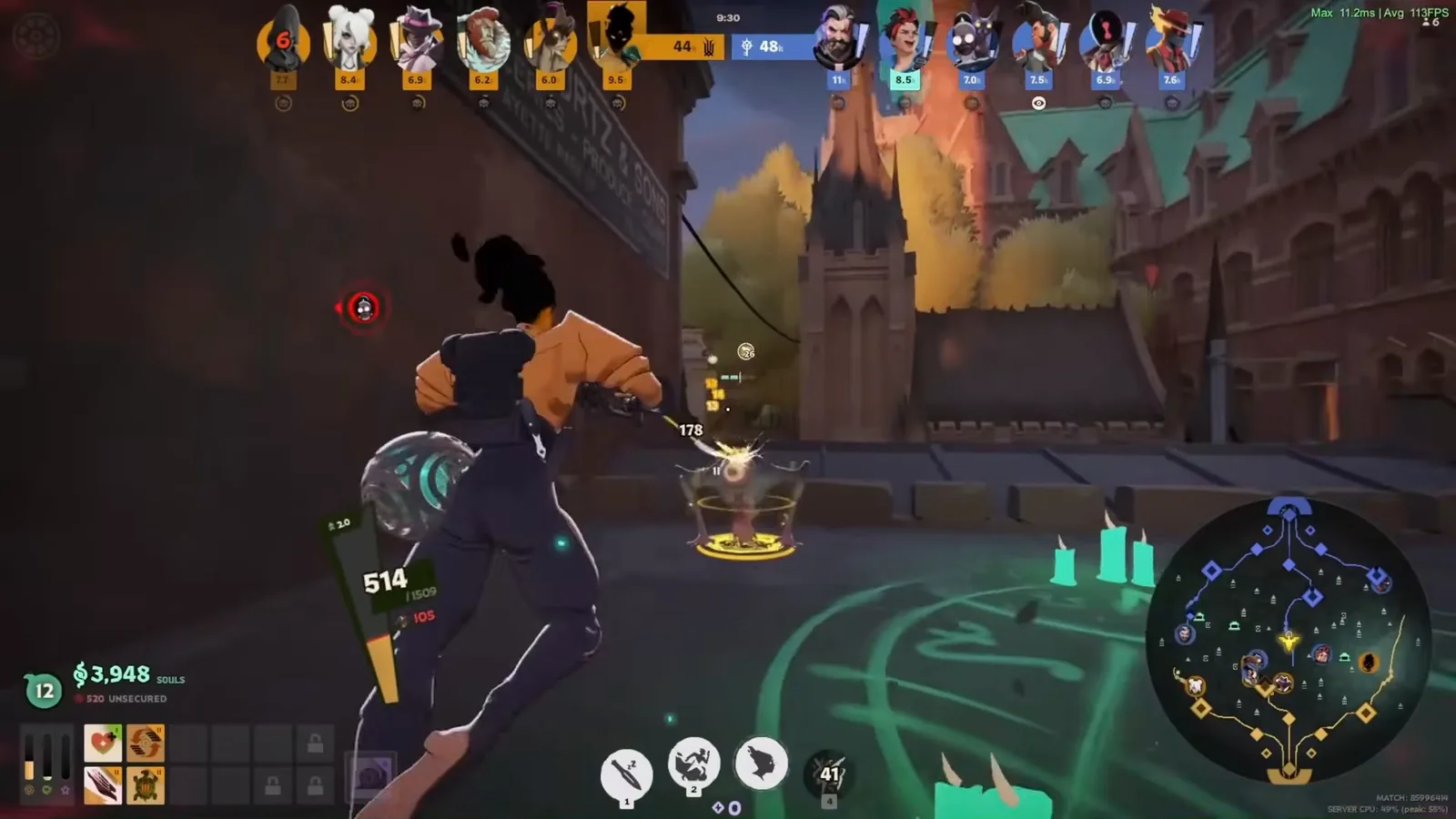 Haze breaking a soul box while farming between ultimates in Deadlock