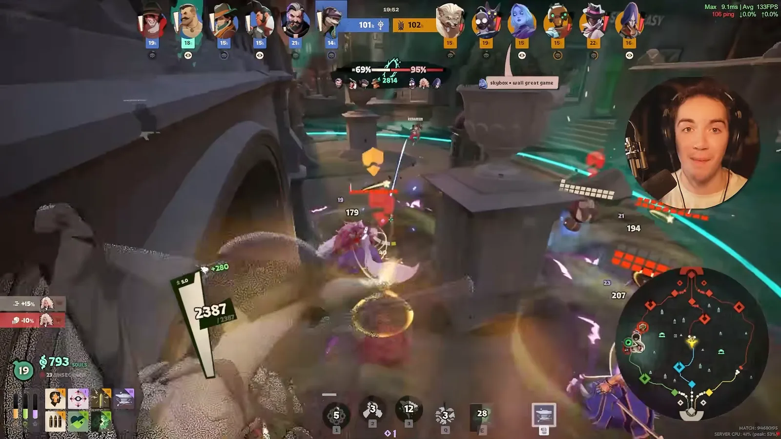 Deadlock Ivy fighting under a bridge with Kudzu Connection buffs active