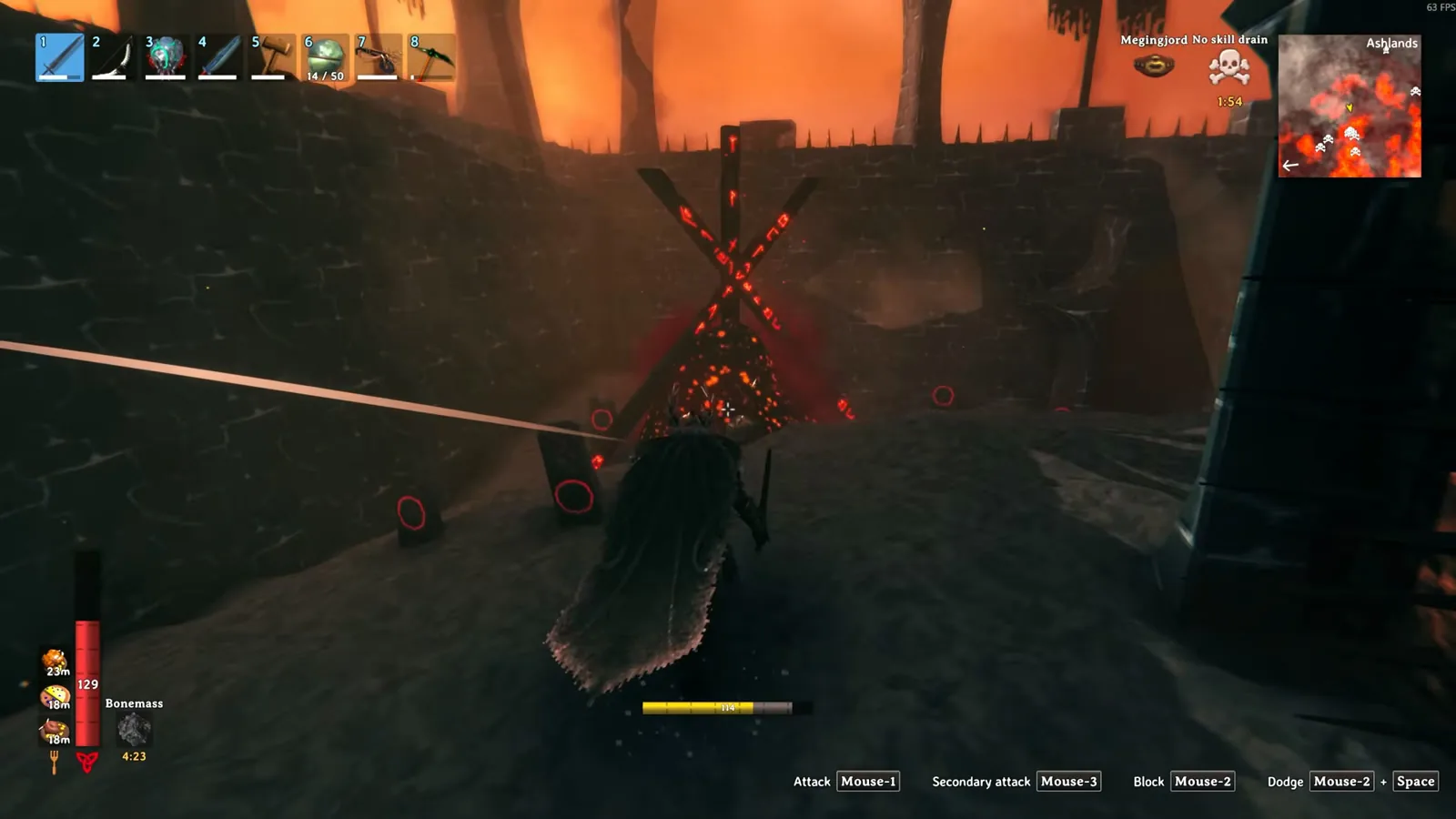 Effigy of Malice spawner inside a Charred Fortress in the Valheim Ashlands