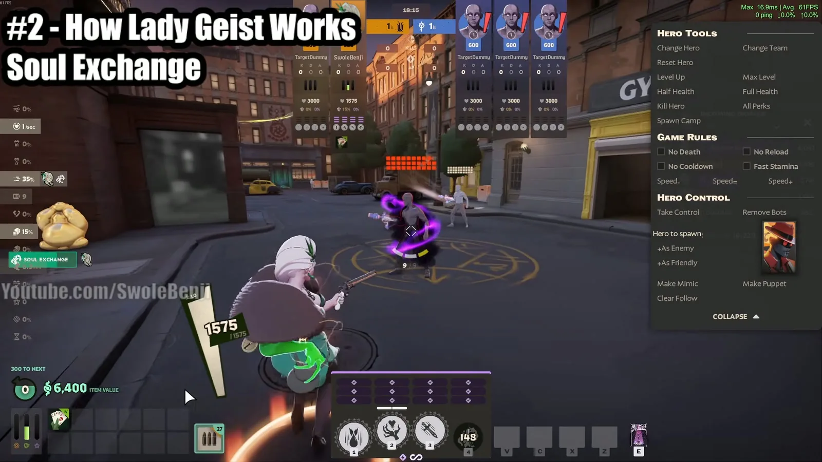 Lady Geist casting Soul Exchange on an enemy in the Deadlock sandbox