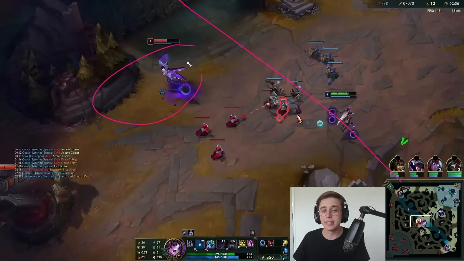 Coach marking where the next minion wave should land after crashing in mid lane