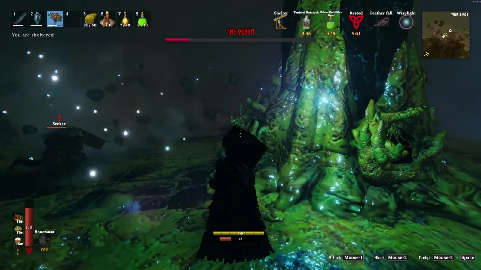 Watching for the Queen from cover beside an infested pillar with a Seeker nearby