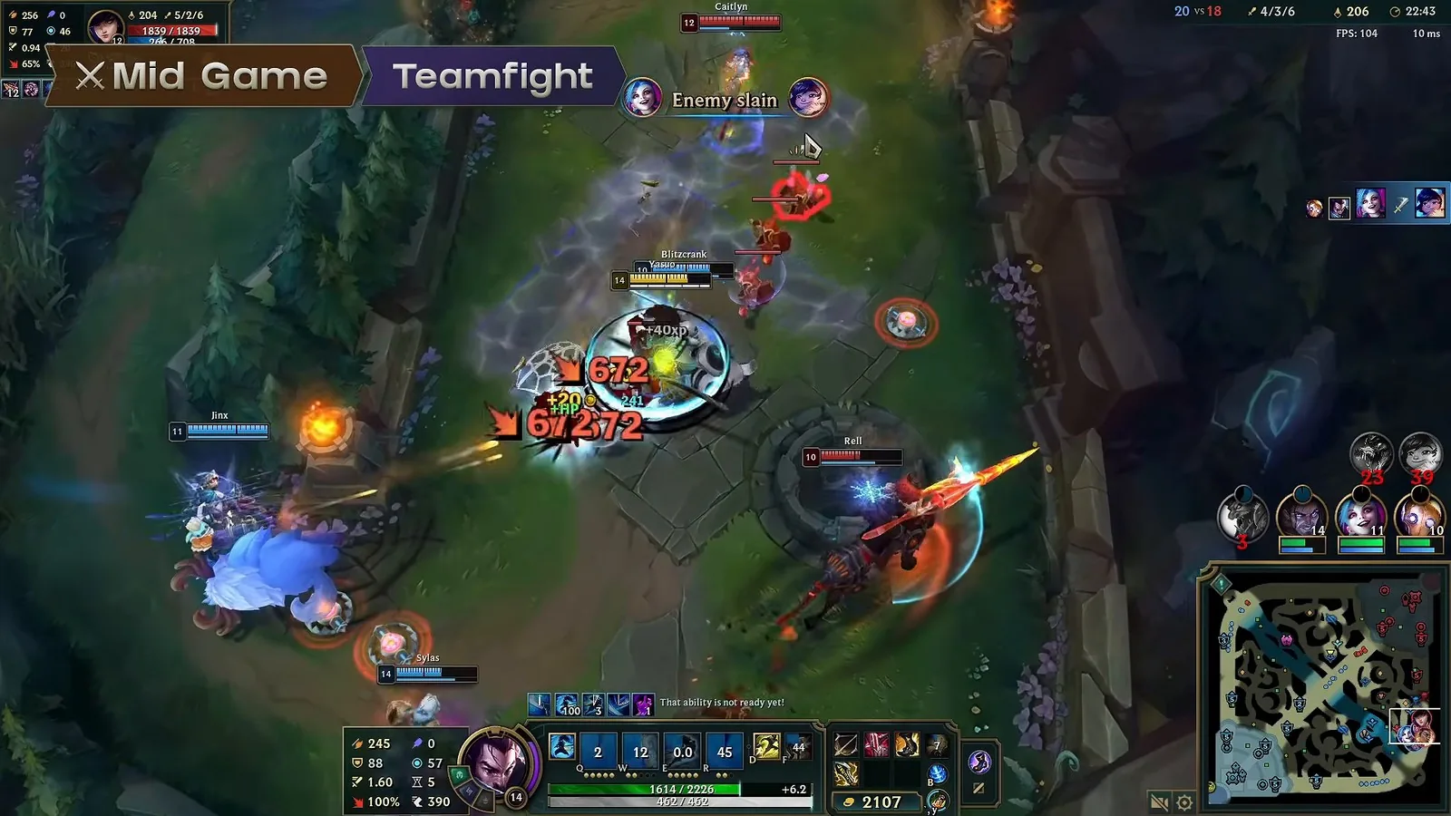 Yasuo in a mid game teamfight