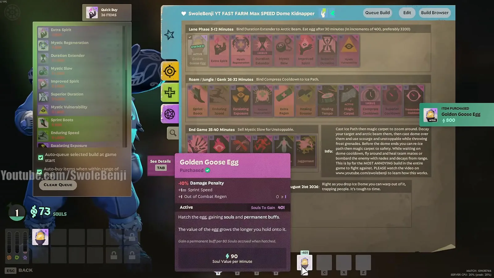 Golden Goose Egg tooltip in the shop before the September 2026 nerf