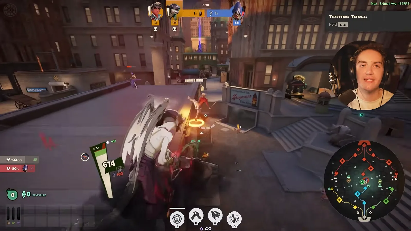 Ivy shooting a trooper in lane during the laning phase