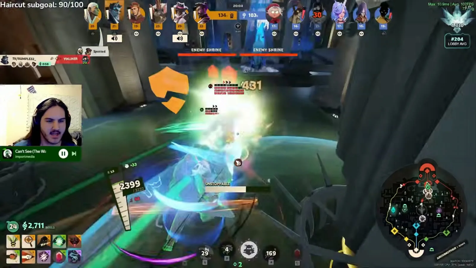 Abrams landing Seismic Impact on an enemy with the Unstoppable bar active