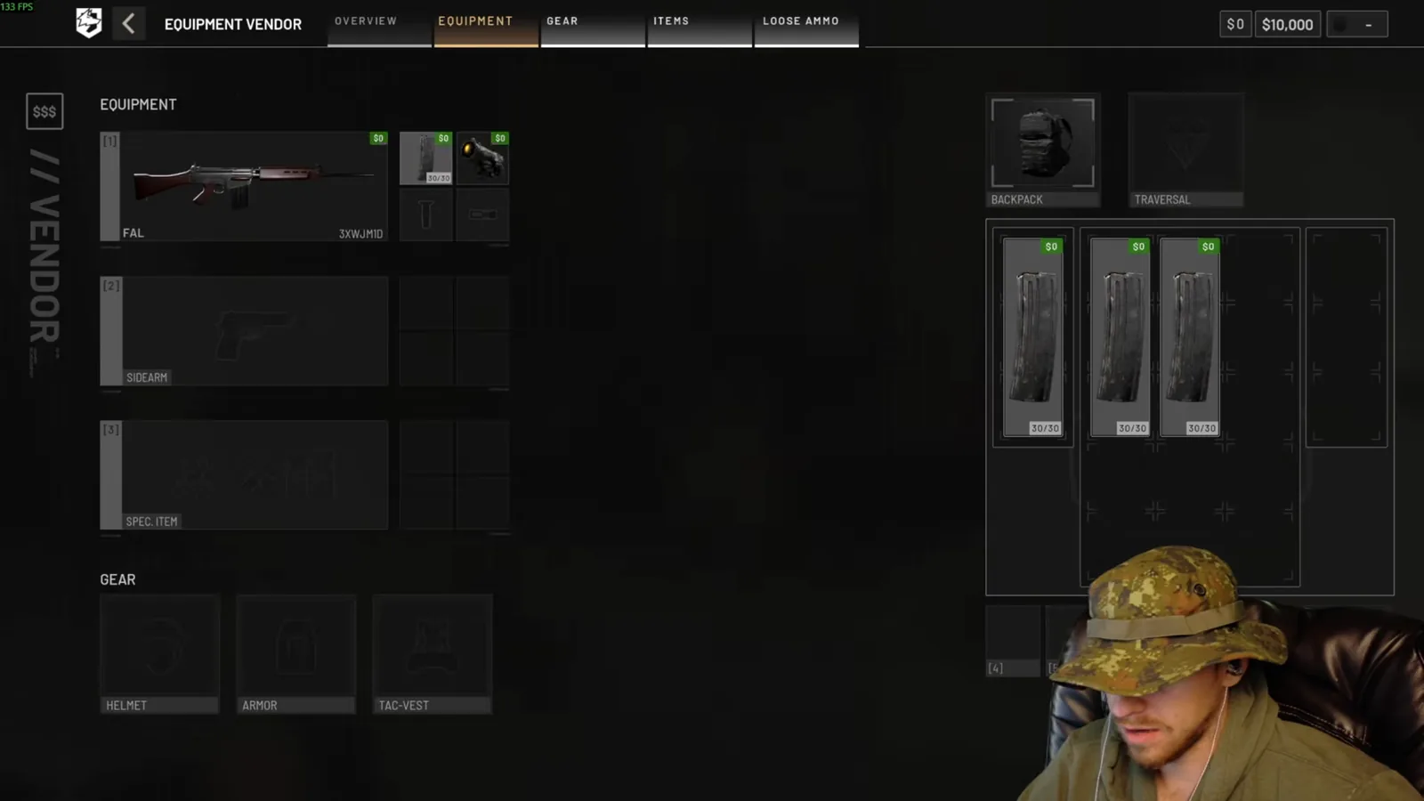 WARDOGS equipment vendor loadout with the FAL in the primary slot