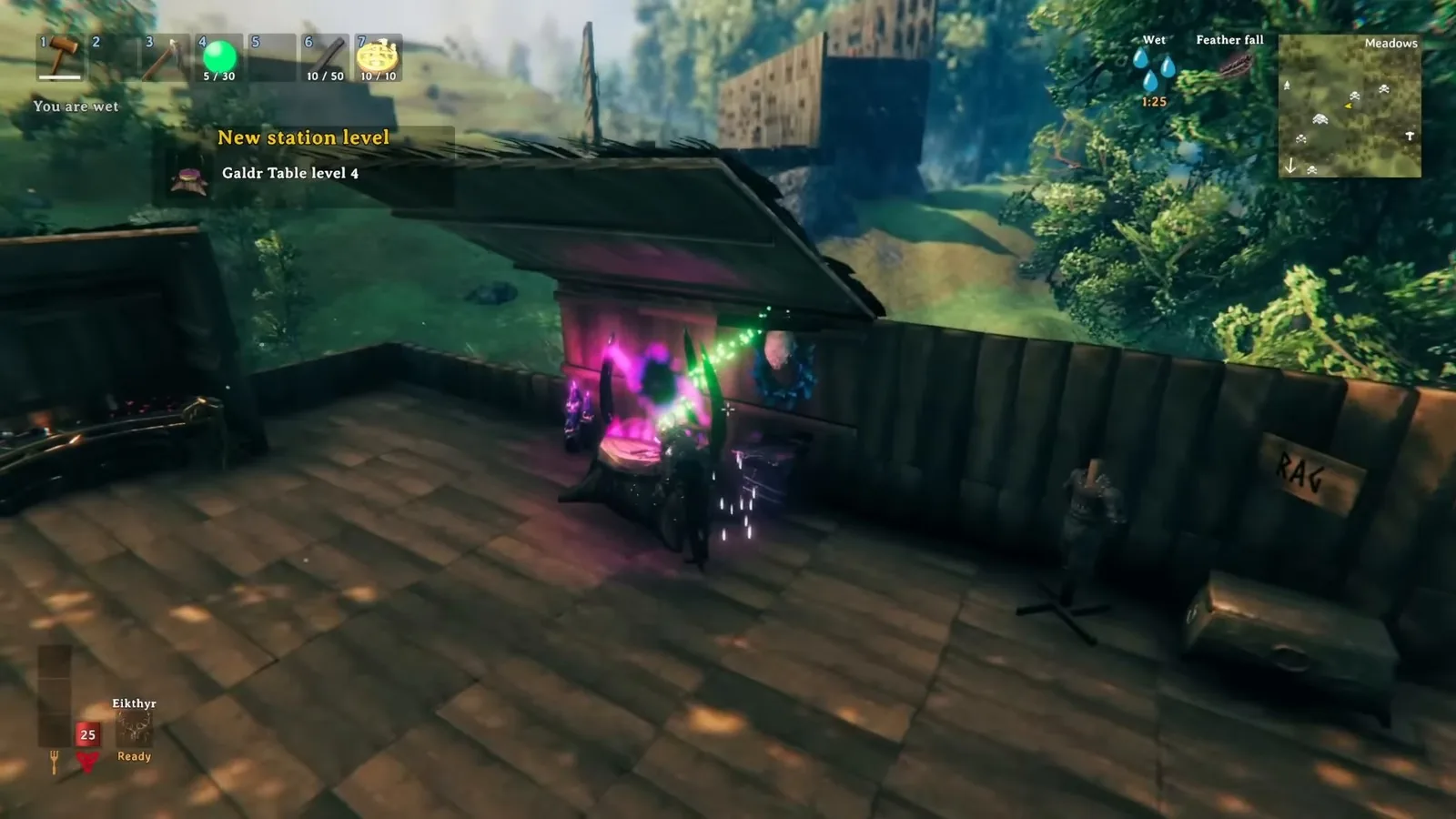 Valheim Galdr table upgraded to level 4, the cap for Embla armor quality