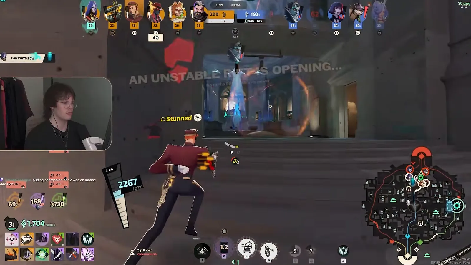 Doorman stunned as an Unstable Rift opens during a Deadlock match