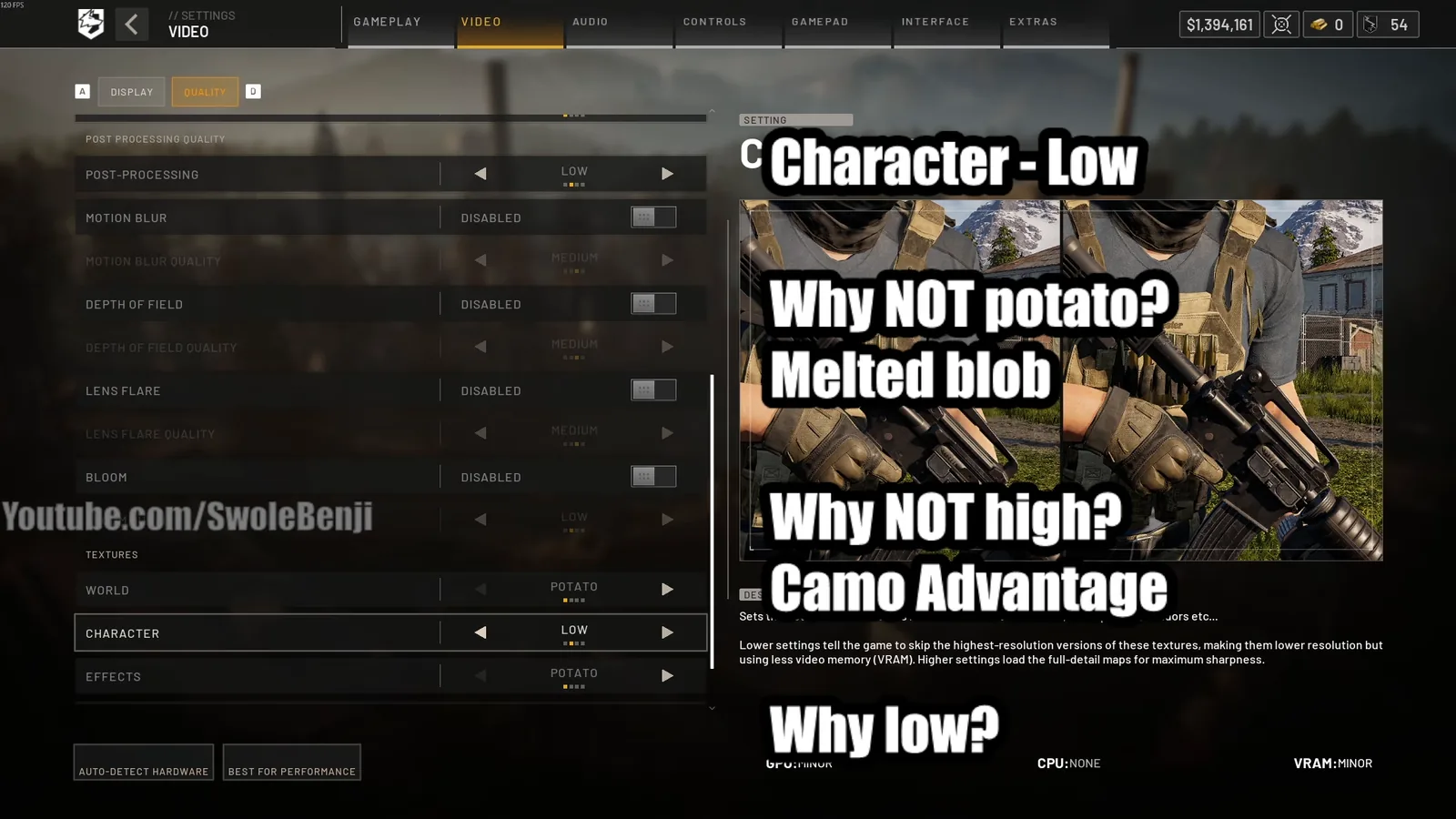 WARDOGS Character quality set to Low with soldier model preview