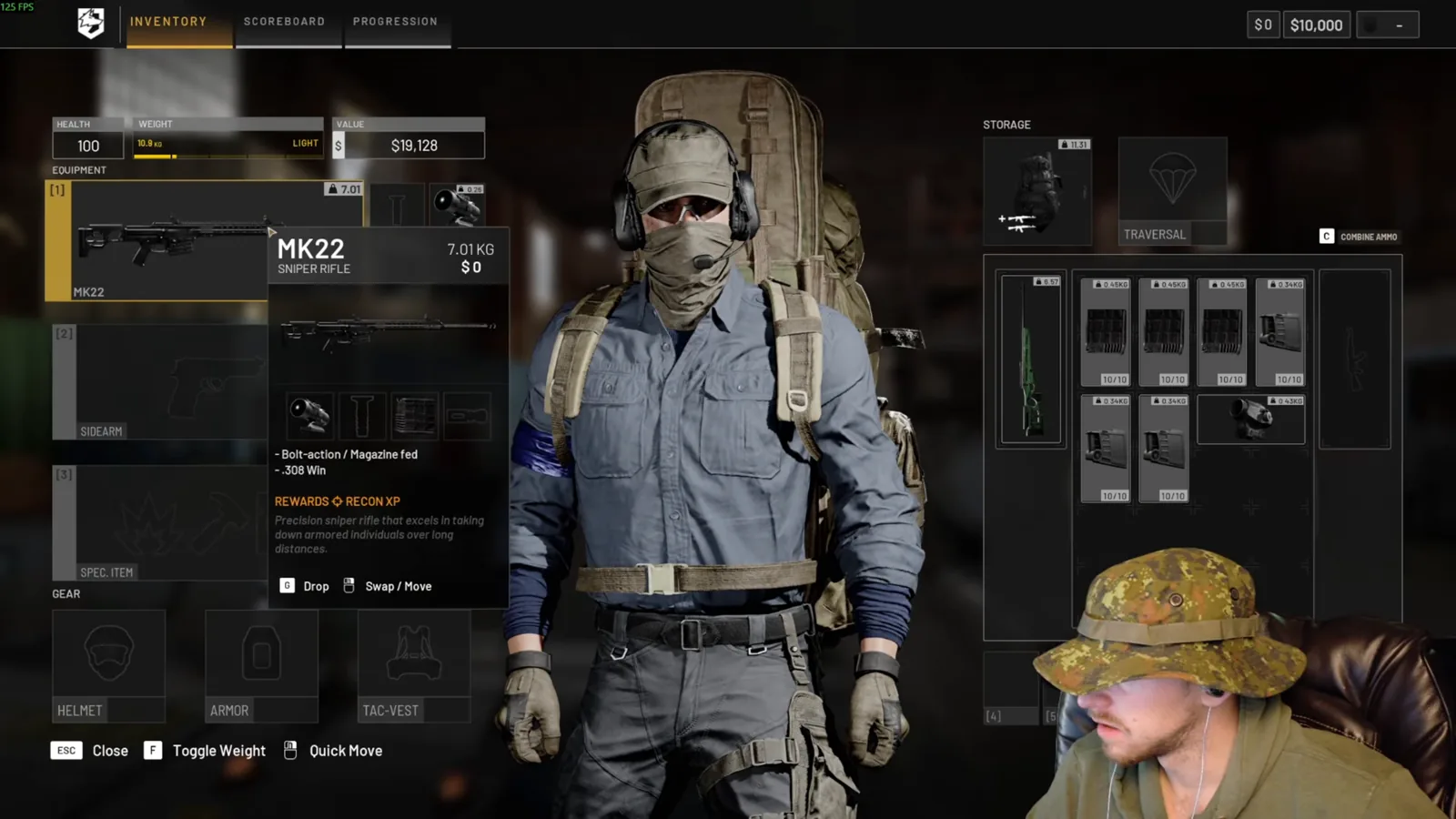 WARDOGS inventory tooltip for the MK22 sniper rifle chambered in .308 Win