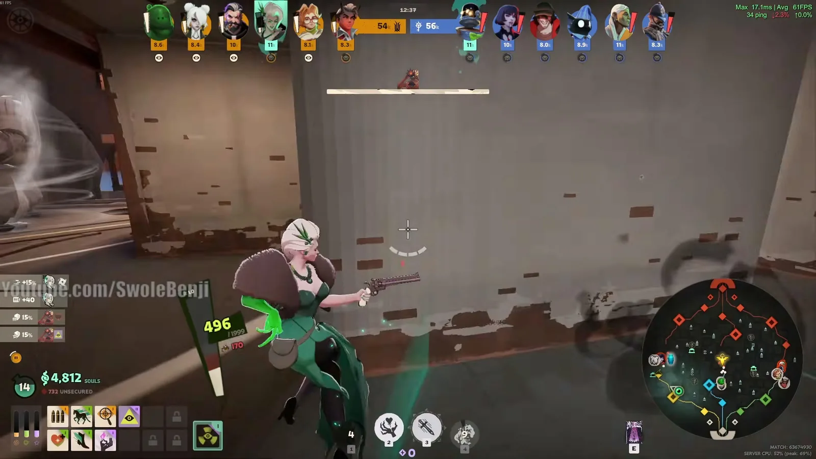 Lady Geist farming a jungle camp with Essence Bomb in Deadlock