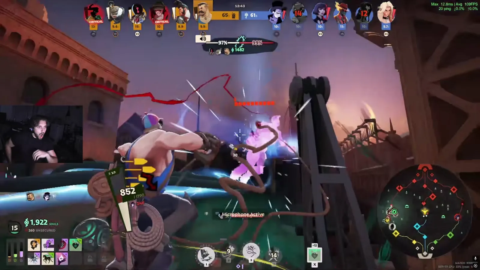 Lash slamming into a teamfight during AShires rank one Lash gameplay in Deadlock