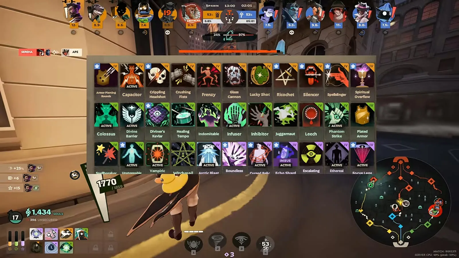 Deadlock tier 4 vitality items including Unstoppable, Plated Armor and Inhibitor
