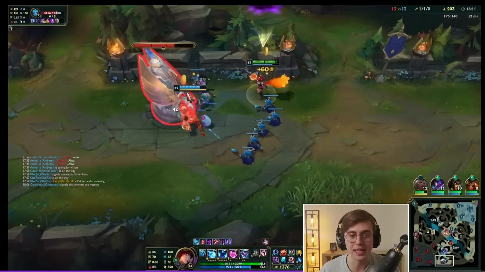 Ahri and Ambessa overloading the bot side lane to force enemies to respond